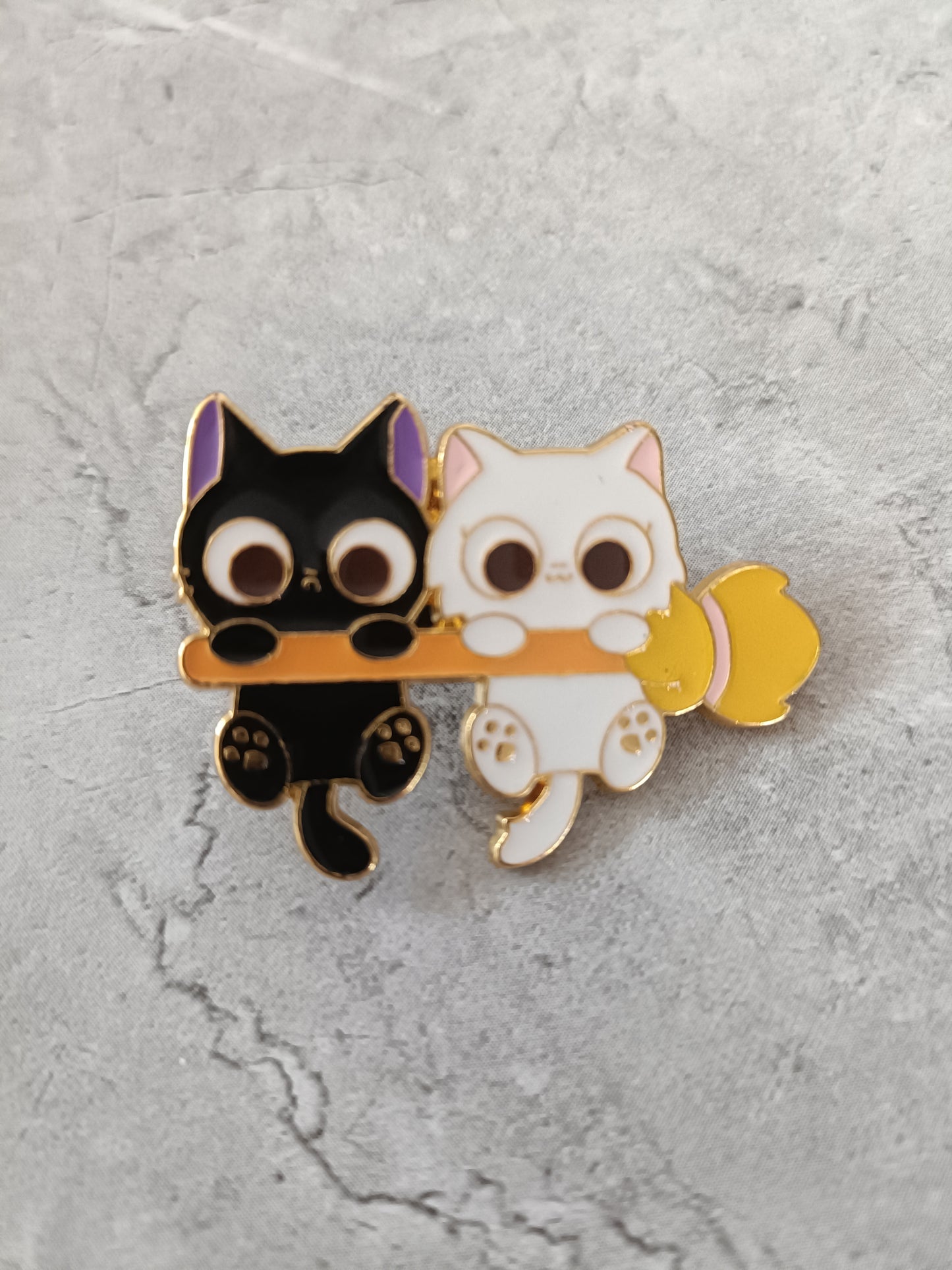 Cats on a Broom Pin