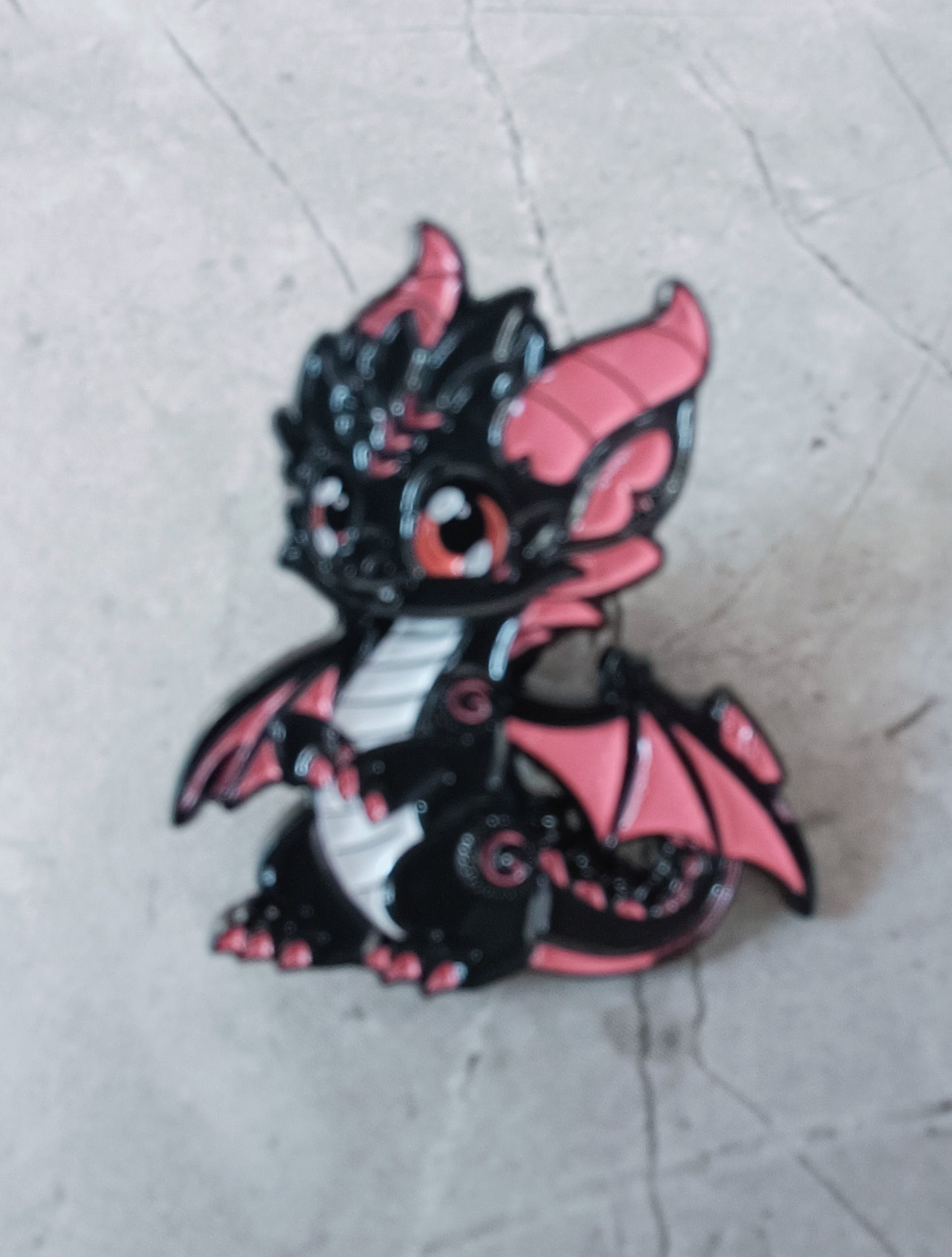 Black and Pink Dragon Pin