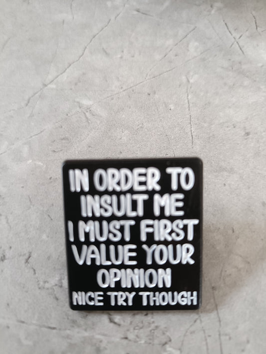 In Order to insult me... Pin