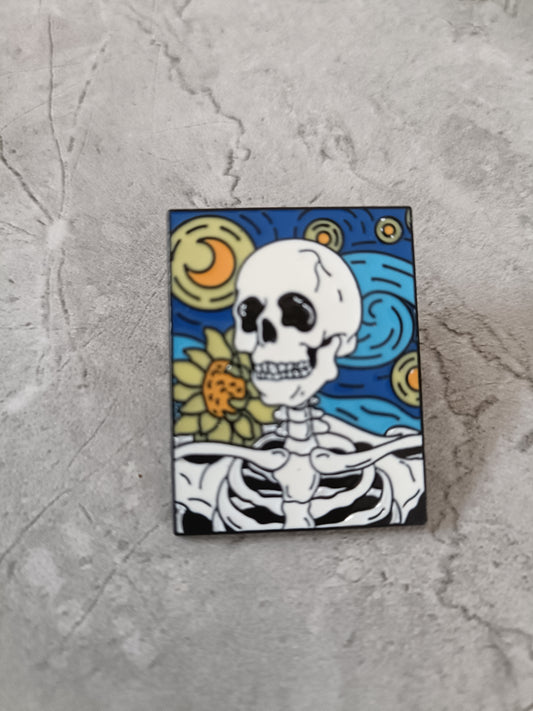 Sunflower Skull Pin