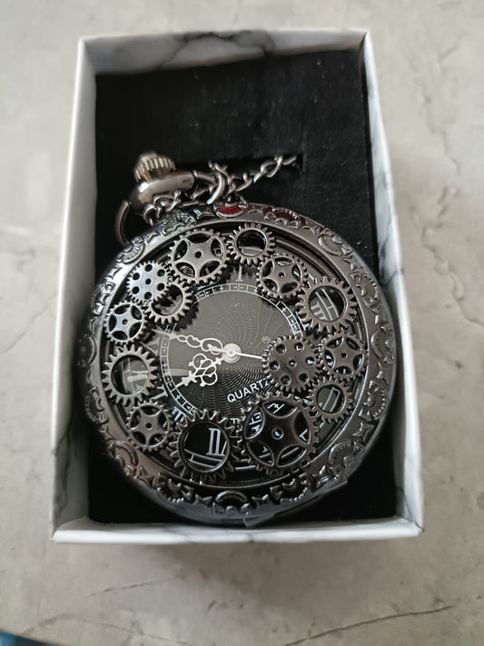 Black Steampunk Pocket Watch