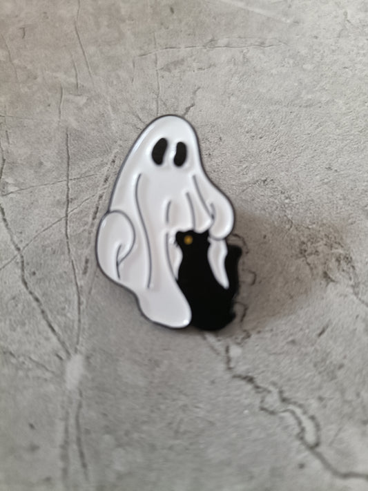Ghost with Sweet Cat Pin