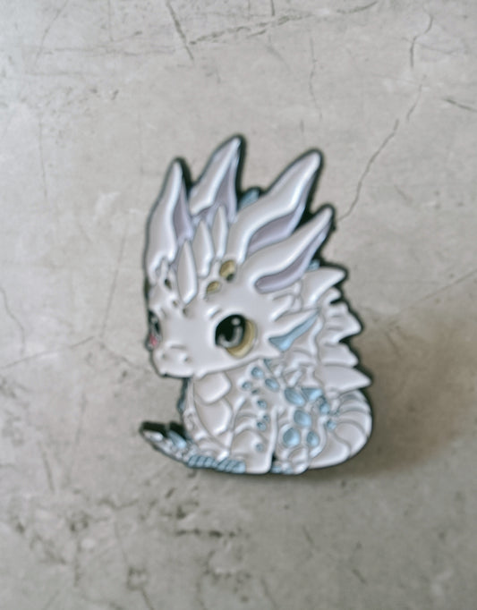 White and Blue Dragon Pin