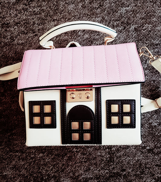 White and Pink House Handbag